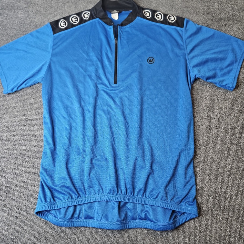 Canari Mens Cycling Jersey Size XL Short Sleeve Quarter Zip‎ Blue